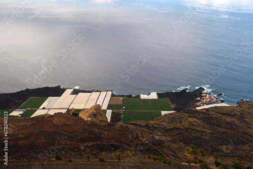 view of the coast of the island of La Palma from the crater of the San Antonio volcano. photo