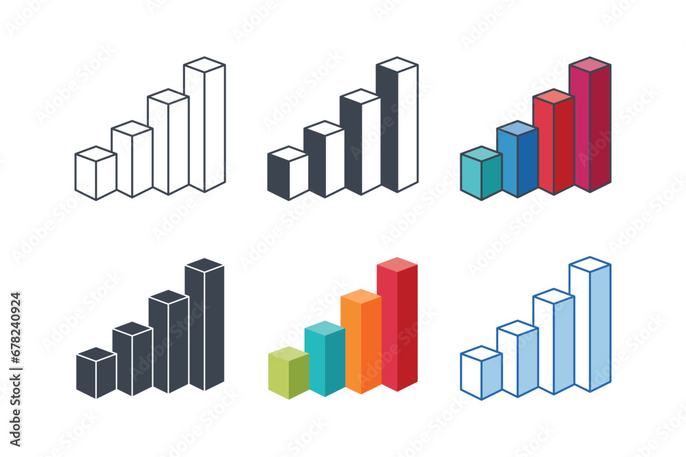 Bar chart icon collection with different styles. Graph chart icon symbol vector illustration isolated on white background