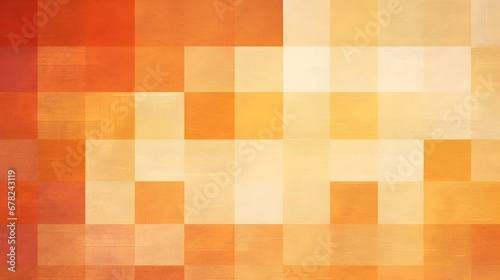 Abstract orange yellow background, white squares in striped pattern and blocks in diagonal lines, distressed faded vintage orange red texture, classy job report background or brochure, generative ai