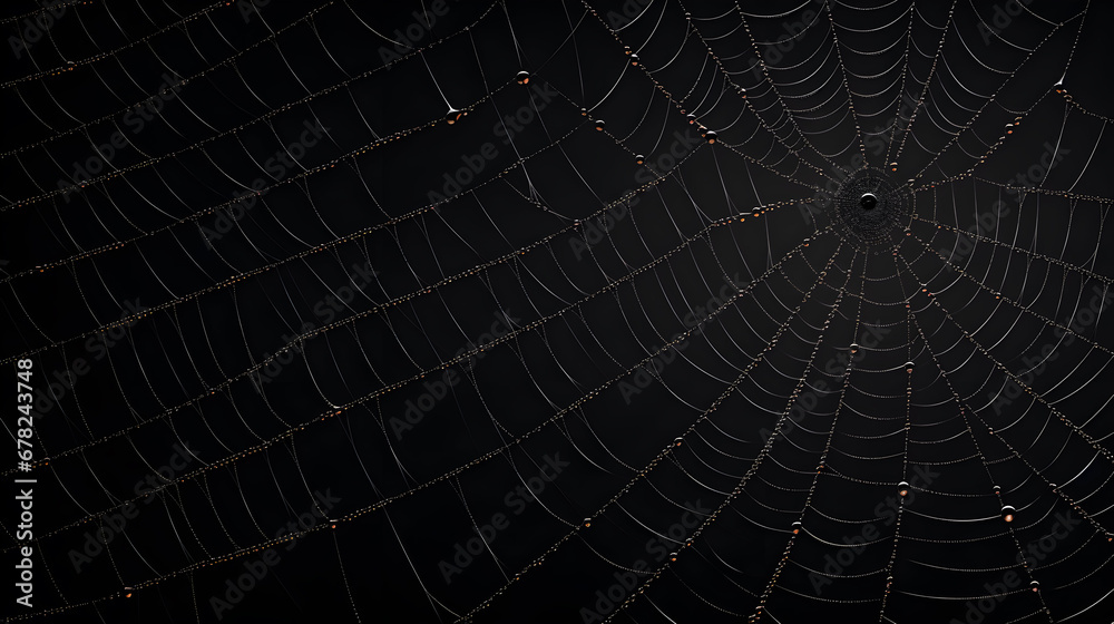 cobweb with waterdrops on a dark background isolated