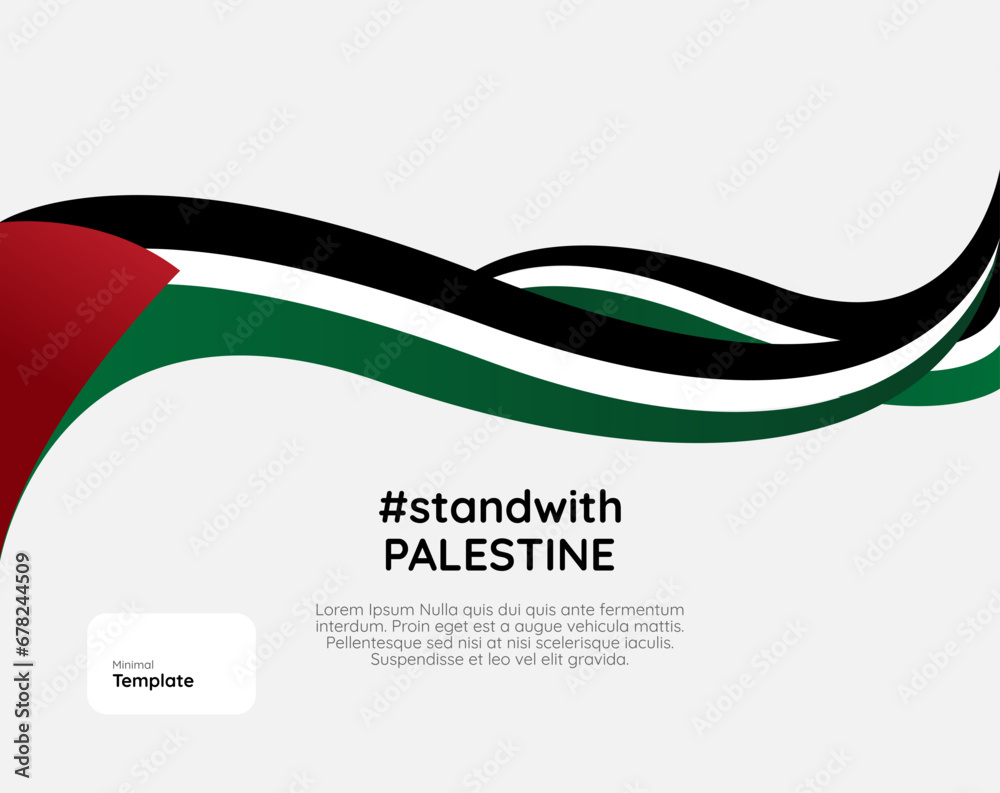 Fototapeta premium Stand with Palestine banner, with empty space for sentence. Template with Palestine flag for support of the ongoing war with Israel.