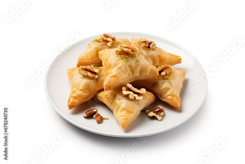 Baklava Isolated, Small Ramadan Dessert, Eastern Sweet Filo Pastries, Turkish Honey Baklawa, Oriental Desert