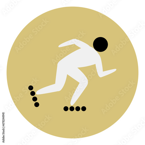 Roller speed skating competition icon. Sport sign.