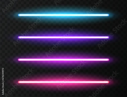 Neon lamp vector set.