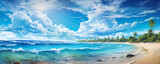 panorama of a tropical beach, seascape with a wide horizon. ai generative