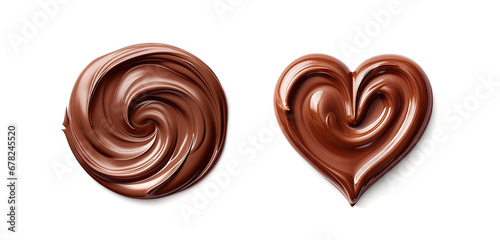Chocolate Smear Isolated, Melted Chocolate Texture on White Background, Chocolate Sauce Pattern