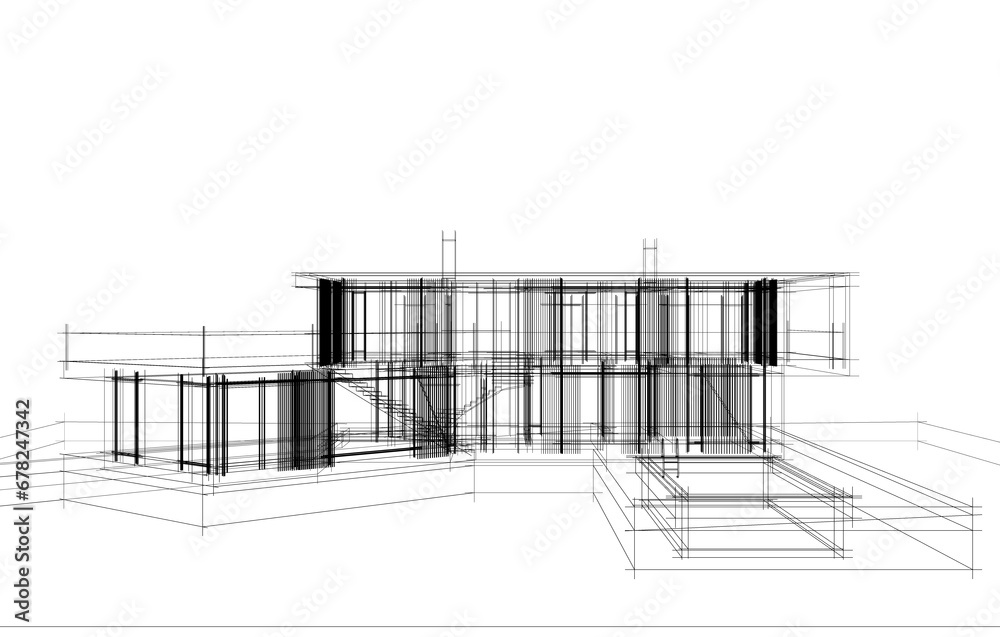house architectural sketch 3d illustration house architectural sketch 3d illustration