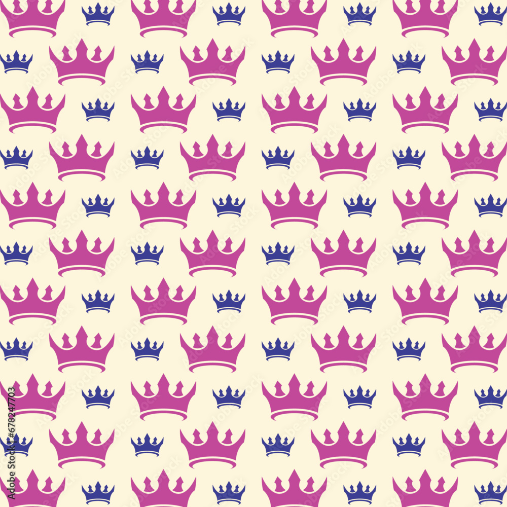 Crown trendy design repeating seamless pattern vector illustration background