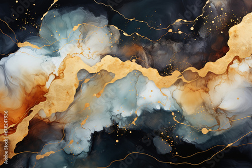 Abstract marble ink painted texture luxury background. AI generative