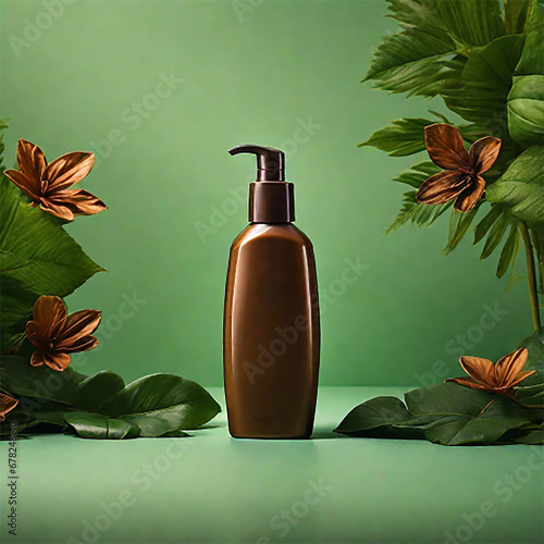 The brown bottle on lush green