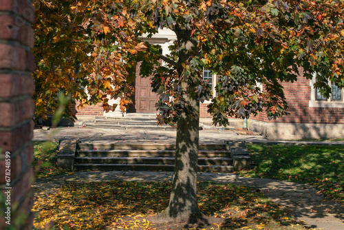  Town of warren during perfect autumn day weather, copy space background. photo