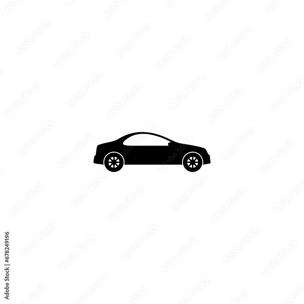 Car in Side View Silhouette Icon isolated on white background Car in Side View Silhouette Icon isolated on white background