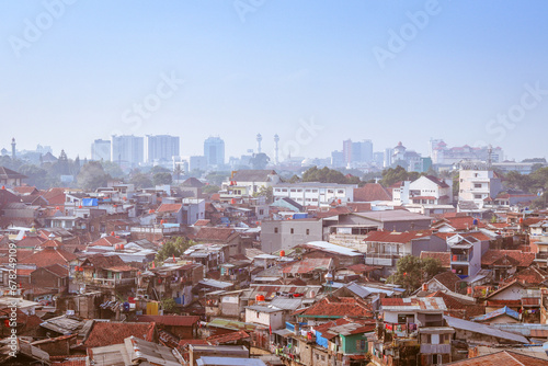 Quadro su tela An Aerial View Of A Slum Area in Bandung Indonesia City Urban