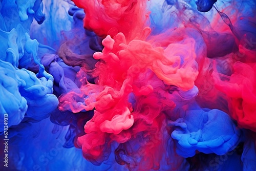 colorful clouds like Water with acrylic colors blue and red. An inkblot. dark, abstract backdrop.