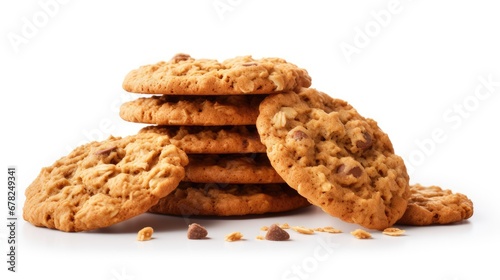 Oatmeal cookies isolated in white background photo