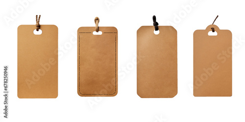 brown kraft paper luggage label , 2d flat top view, on a white background