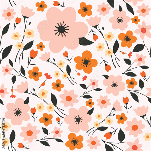 Cute Pink Flower Pattern seamless , Flower Pattern 