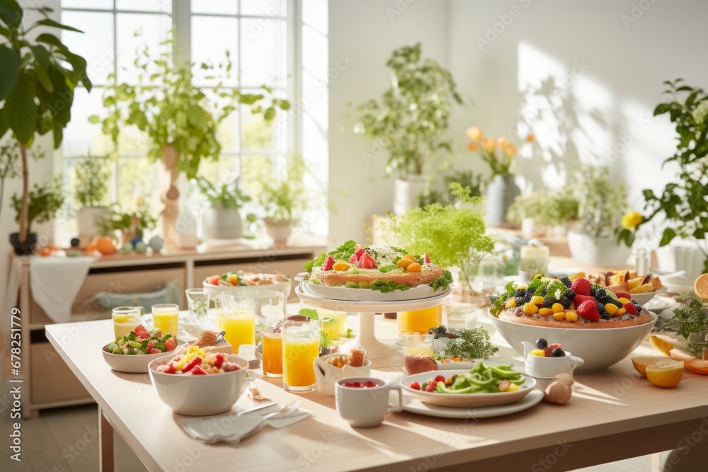 custom made wallpaper toronto digitalDelightful treats and steaming cups of tea at a vibrant brunch gathering with friends