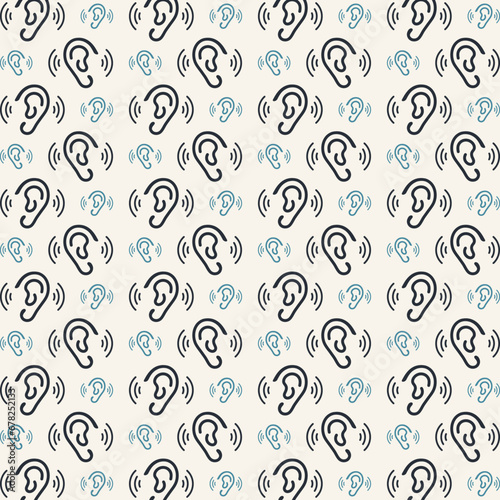 Ear trendy design repeating seamless pattern vector illustration background