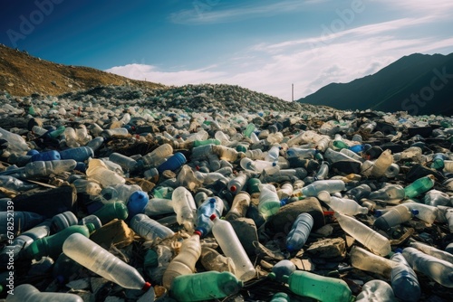 Plastic bottles in landfills, garbage pits