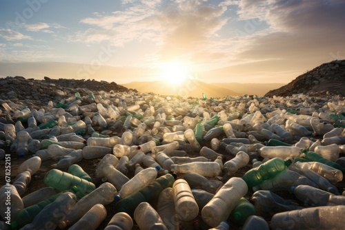 Plastic bottles in landfills, garbage pits