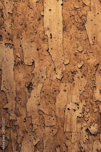 Old flat sheet of cork texture, birdseyeview. AI generative