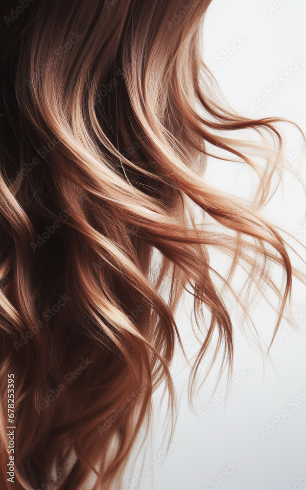 Golden blonde hair golden brown hair on a white background