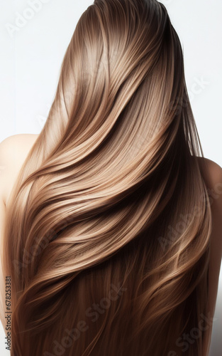 Golden blonde hair golden brown hair on a white background photo