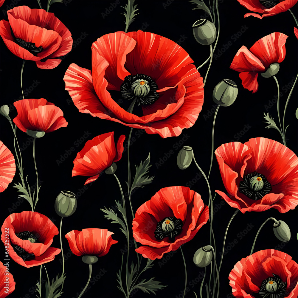 seamless pattern with poppy flowers seamless pattern with poppy flowers