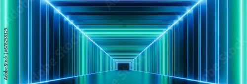 Abstract neon Tunnel rectangle background.
