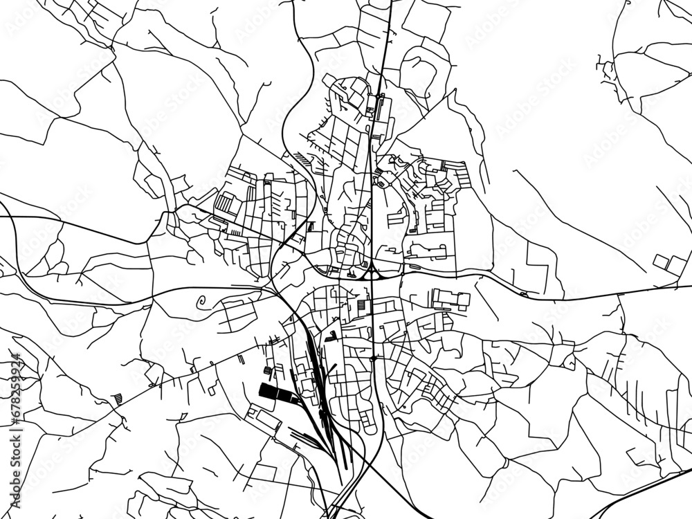 Vector road map of the city of Ceska Lipa in the Czech Republic with black roads on a white background.