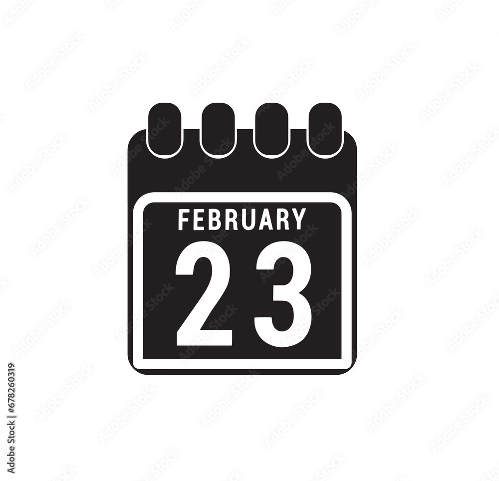 Calendar displaying day 23 (twenty-third) of the February - Day 23 of the month. Illustration
