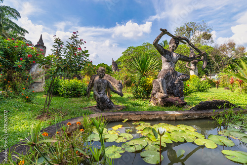 Vientiane Laos, statue at Buddha Park Xieng Khuan photo