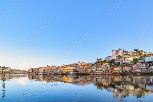 Porto Portugal  city skyline at Porto Ribeira and Douro River