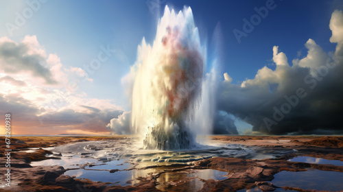 A geyser spewing