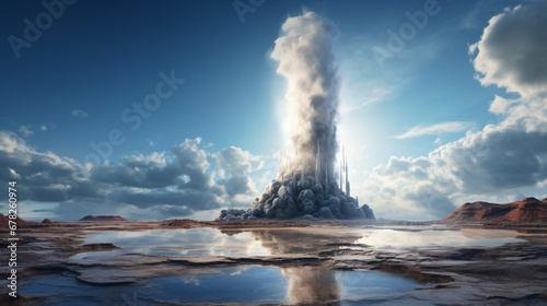 A geyser spewing
