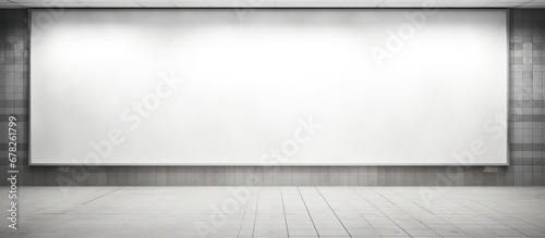 View horizontal white empty signage wall indoor building