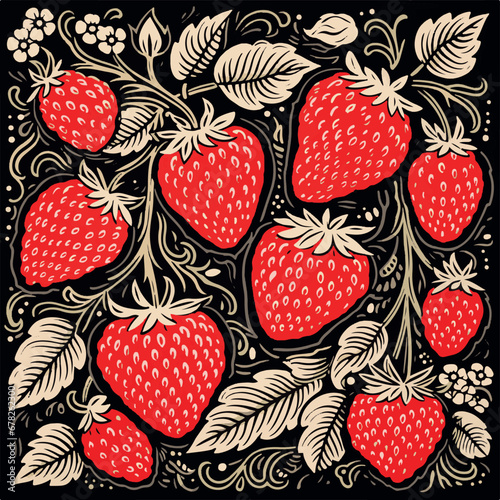strawberry paisley pattern Illustration