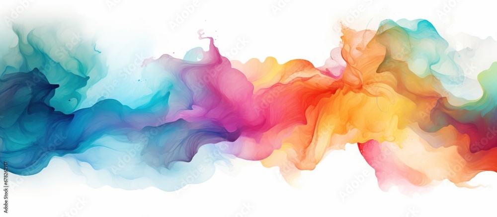 Colorful watercolor paint stain drips. AI generated image