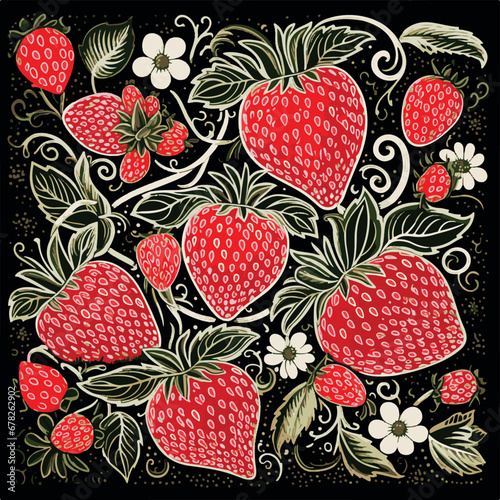 strawberry paisley pattern Illustration
