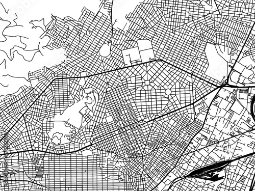 Vector road map of the city of Nikaia in Greece with black roads on a white background.
