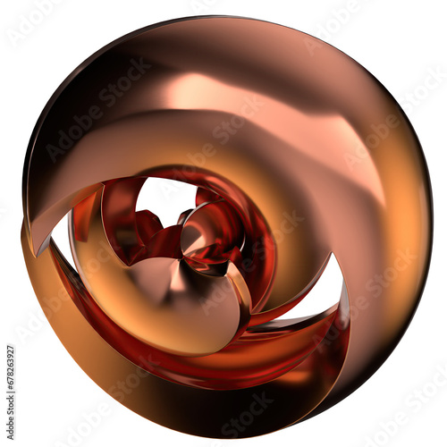 Twisted Plate Copper Metal Object Scientific Geometry Isolated Elegant Modern 3D Rendering Abstract Background High quality 3d illustration