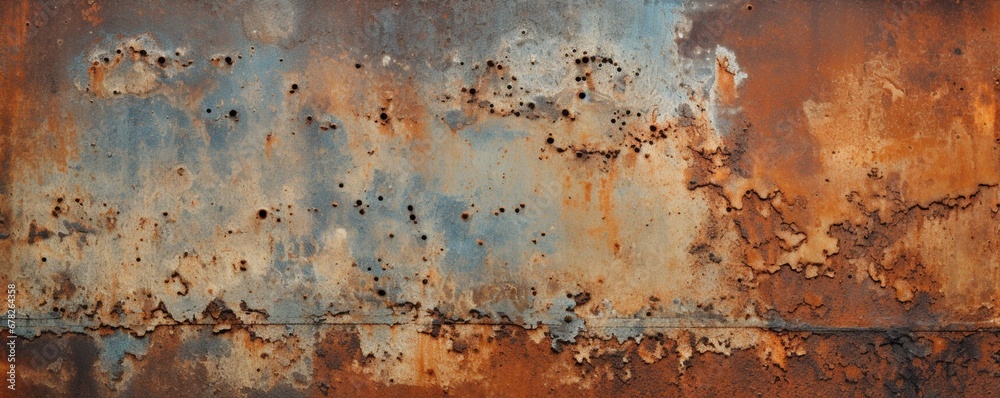 A macro shot of a weathered metal surface with a hint of grunge, highlighting the texture and color variations caused by rust and decay.