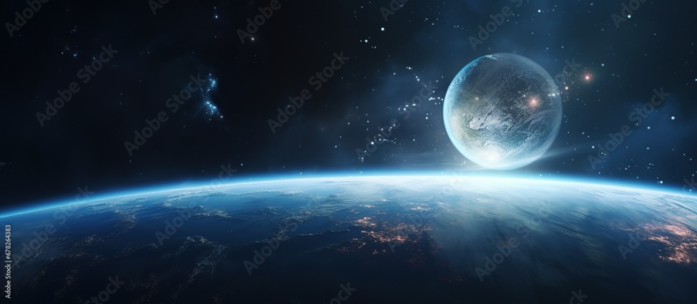 Beautiful Sphere of nightly Earth in outer space view AI generated image Beautiful Sphere of nightly Earth in outer space view AI generated image