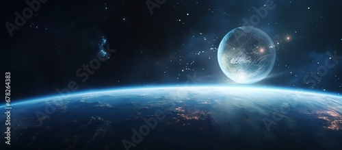Beautiful Sphere of nightly Earth in outer space view AI generated image