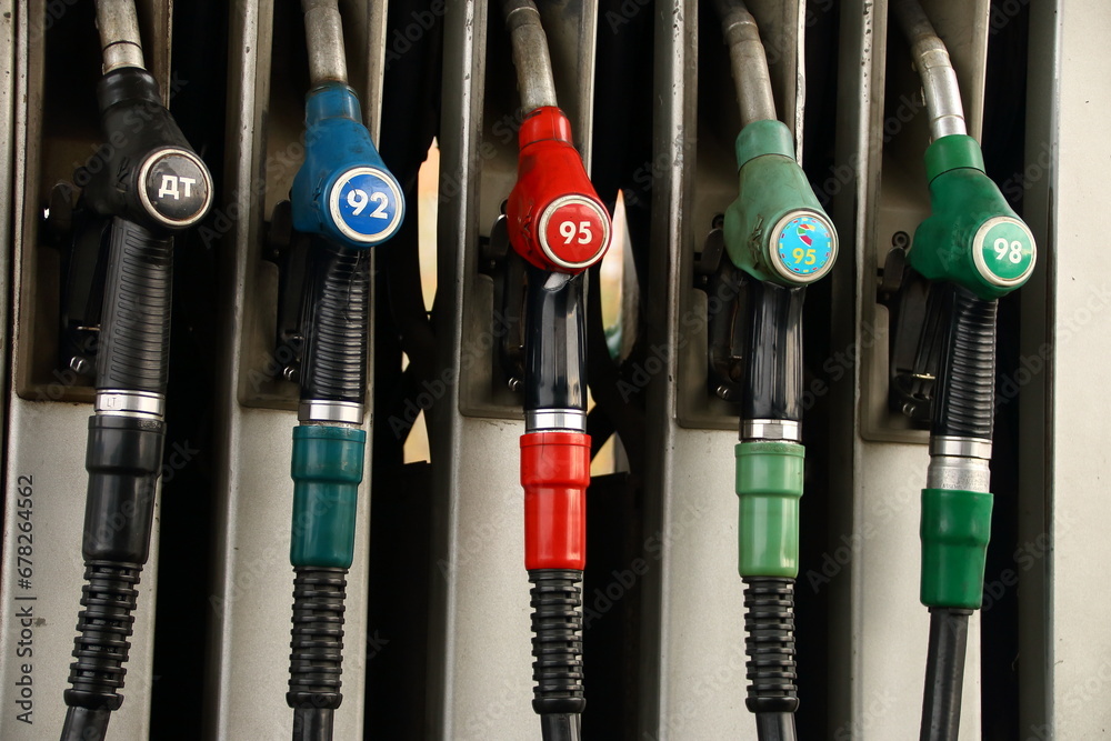 Automatic gasoline or diesel pump at a gas station during a fuel crisis. Automatic gasoline or diesel pump at a gas station during a fuel crisis.
