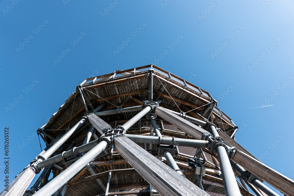 Wooden observation tower with an iron structure in the High Tatras, Slovakia