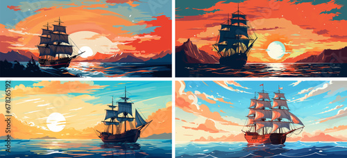 navigation seascape wind marine ship wave sunrise horizon silhouette reflection sail transportation