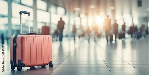 Suitcase adventure travel holiday or vacation concept and empty space for design