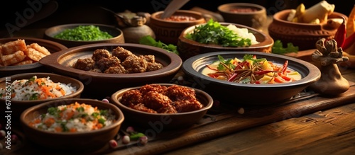 Delicious Traditional assorted eastern cuisines dishes. photo